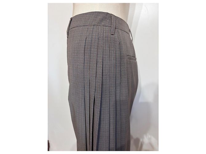 Falda culotte Prada de lana estampado pata de gallo gris - vista 4