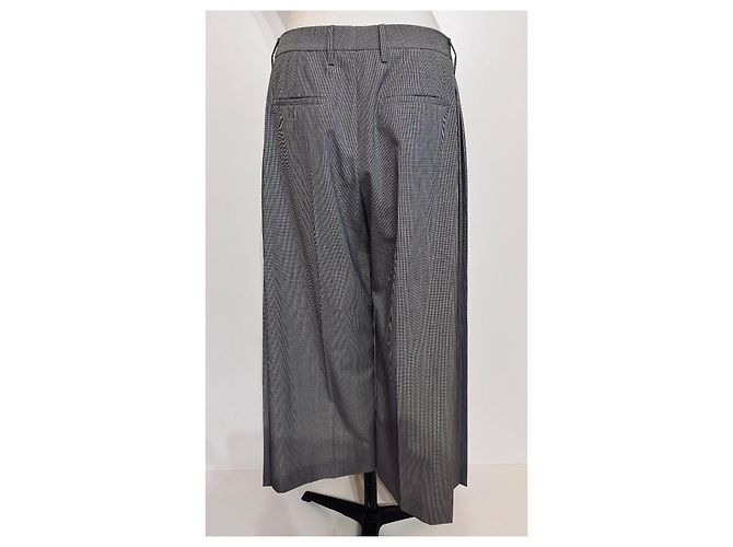 Falda culotte Prada de lana estampado pata de gallo gris - vista 5