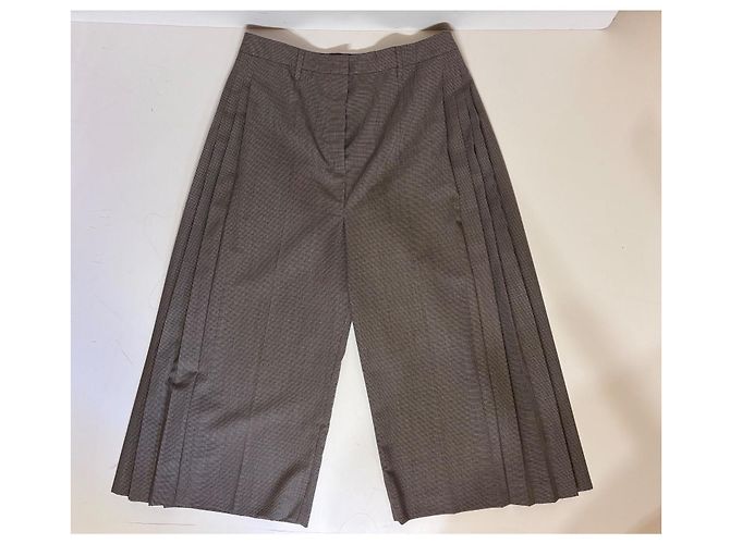 Falda culotte Prada de lana estampado pata de gallo gris - vista 7