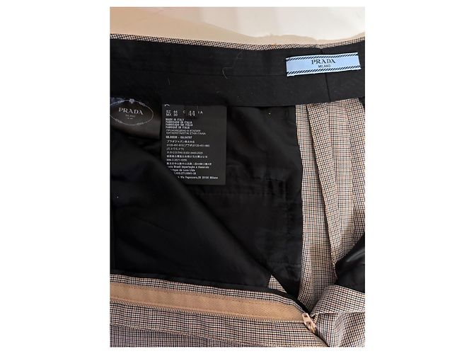 Falda culotte Prada de lana estampado pata de gallo gris - vista 8