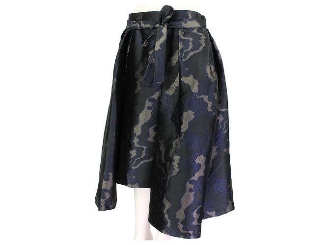 Falda capa jacquard Dries Van Noten Negro Azul Gris antracita - vista 2