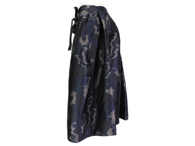 Falda capa jacquard Dries Van Noten Negro Azul Gris antracita - vista 3