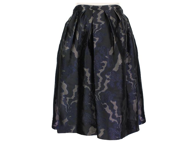 Falda capa jacquard Dries Van Noten Negro Azul Gris antracita - vista 5