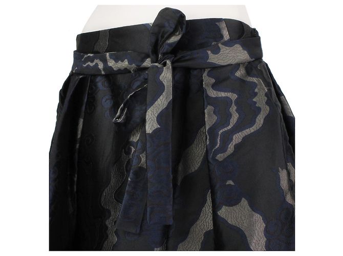 Falda capa jacquard Dries Van Noten Negro Azul Gris antracita - vista 6