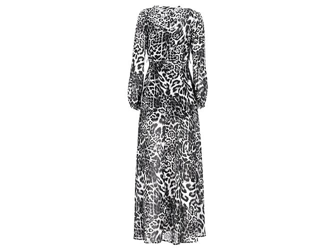 Abito maxi con bottoni a maniche lunghe in stampa leopardata Michael Kors in nero e viscosa nera Multicolore - vista 10