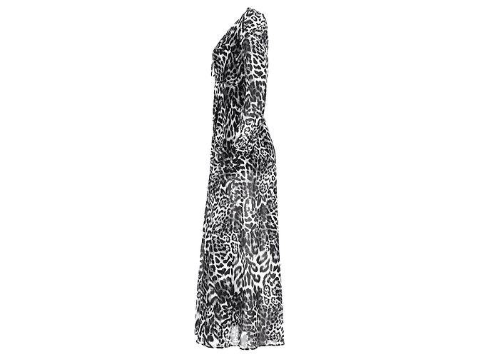 Abito maxi con bottoni a maniche lunghe in stampa leopardata Michael Kors in nero e viscosa nera Multicolore - vista 2