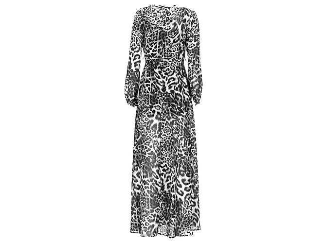 Abito maxi con bottoni a maniche lunghe in stampa leopardata Michael Kors in nero e viscosa nera Multicolore - vista 3