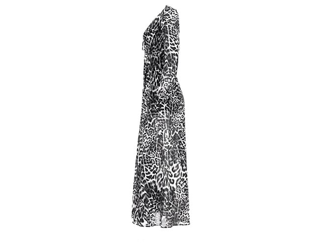 Abito maxi con bottoni a maniche lunghe in stampa leopardata Michael Kors in nero e viscosa nera Multicolore - vista 9