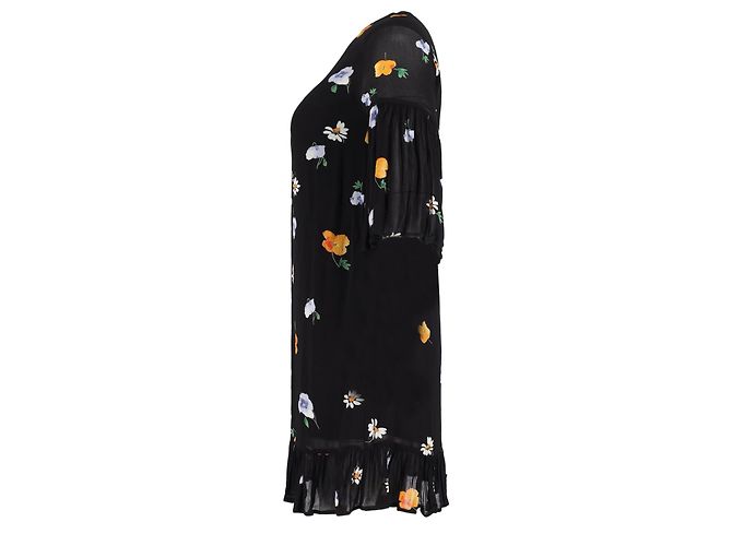 Abito Mini Ganni Lorita in Georgette di Viscosa Nera Nero - vista 2