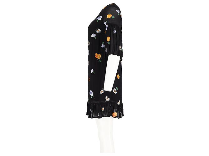 Abito Mini Ganni Lorita in Georgette di Viscosa Nera Nero - vista 5