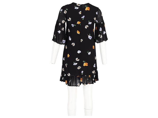 Abito Mini Ganni Lorita in Georgette di Viscosa Nera Nero - vista 6