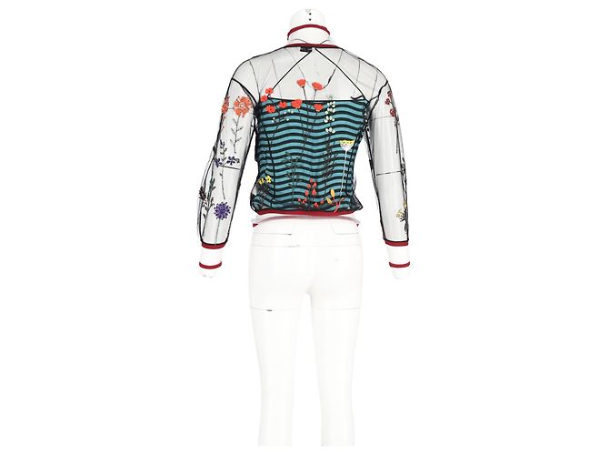 Fendi Mesh bestickte Bluse aus mehrfarbigem Nylon Mehrfarben - Ansicht 5