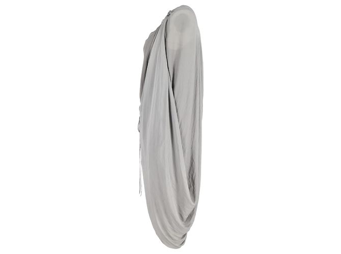 Vestido midi drapeado de Lanvin en lino gris - vista 2