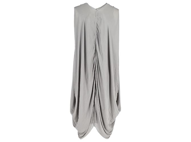 Vestido midi drapeado de Lanvin en lino gris - vista 3