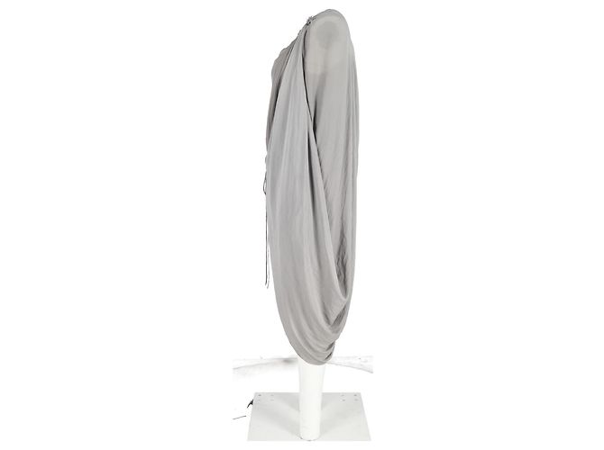 Vestido midi drapeado de Lanvin en lino gris - vista 5