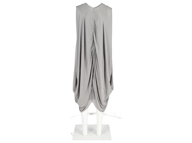 Vestido midi drapeado de Lanvin en lino gris - vista 6