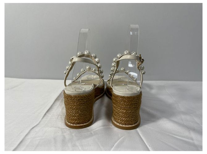Sandali con zeppa Jimmy Choo Latte con perle in pelle nappa bianca Bianco - vista 13