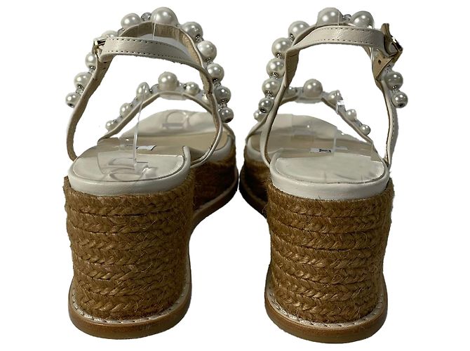 Sandali con zeppa Jimmy Choo Latte con perle in pelle nappa bianca Bianco - vista 6