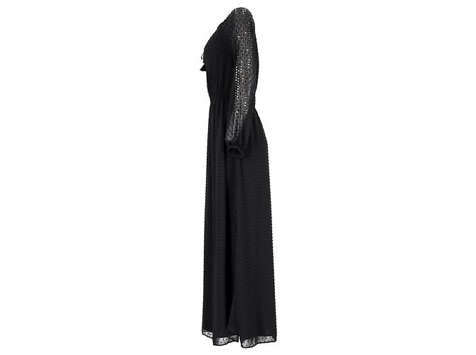 Maxikleid mit langen Ärmeln aus schwarzem Polyester Swiss Dot von Altuzarra x Target - Ansicht 2
