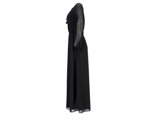 Maxikleid mit langen Ärmeln aus schwarzem Polyester Swiss Dot von Altuzarra x Target - Ansicht 7