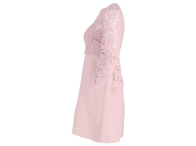 Valentino Garavani Vestido Mini de Encaje Valentino en Algodón Rosa Castaño - vista 2