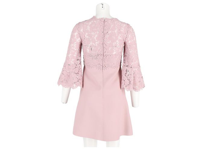 Valentino Garavani Vestido Mini de Encaje Valentino en Algodón Rosa Castaño - vista 6