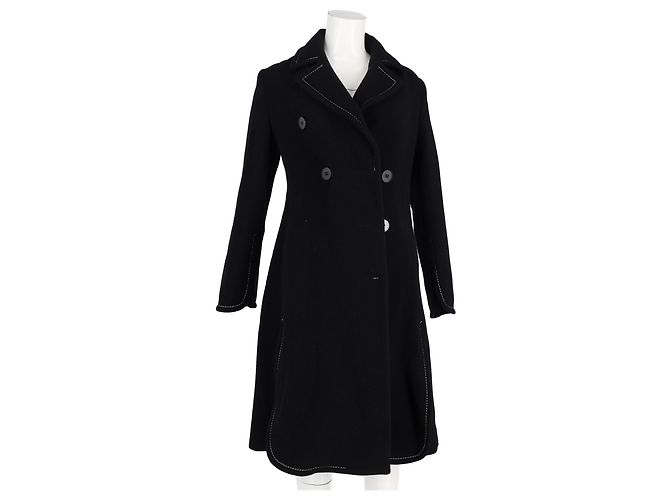 Abrigo de lana negra de doble botonadura Visible Stitch de Max Mara Negro - vista 4