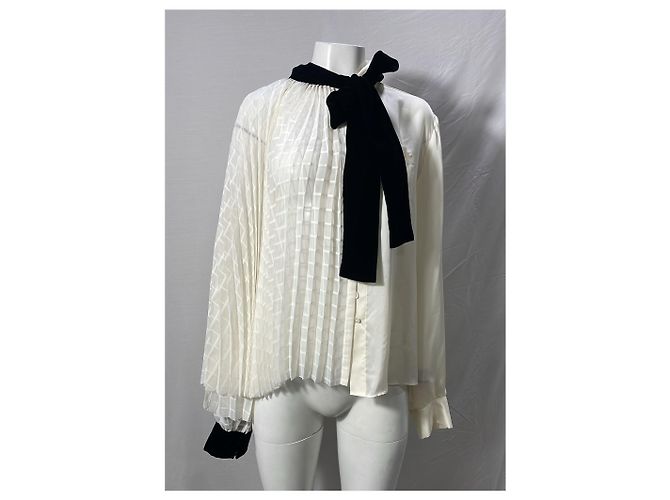Sacai Bluse mit Schleifendetail aus weißem Polyester Roh - Ansicht 13