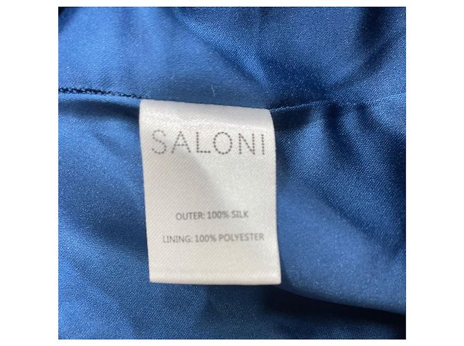 Autre Marque Vestido mini con detalles de cinta estampada Saloni Debbie en seda azul - vista 12