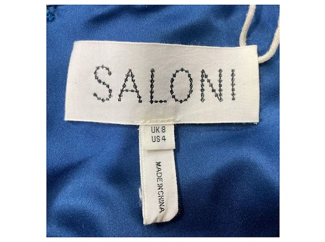 Autre Marque Vestido mini con detalles de cinta estampada Saloni Debbie en seda azul - vista 5