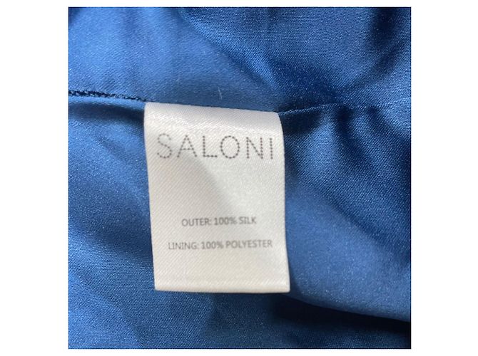 Autre Marque Vestido mini con detalles de cinta estampada Saloni Debbie en seda azul - vista 6