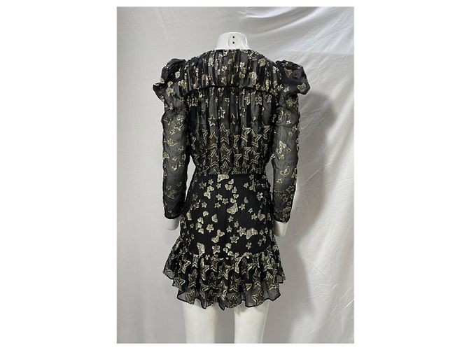 Loveshackfancy Mini-Kleid mit langen Ärmeln und Sternstickerei aus schwarzem Polyester - Ansicht 10