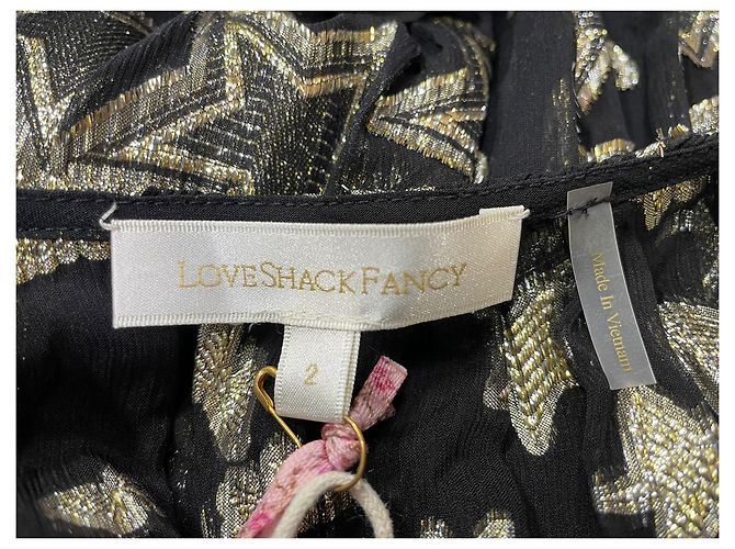 Loveshackfancy Mini-Kleid mit langen Ärmeln und Sternstickerei aus schwarzem Polyester - Ansicht 11