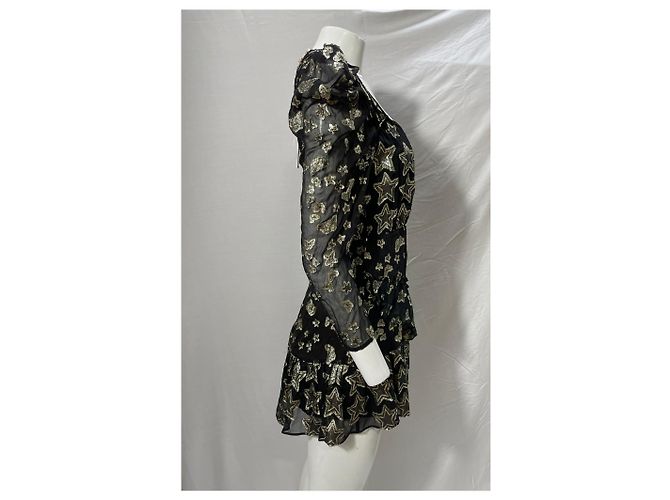 Loveshackfancy Mini-Kleid mit langen Ärmeln und Sternstickerei aus schwarzem Polyester - Ansicht 9