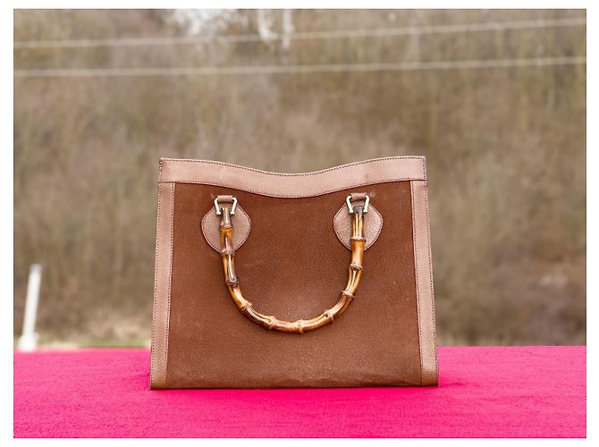 Borsa Gucci Princess Diana Pelle Scamosciata Marrone Marrone chiaro - vista 2