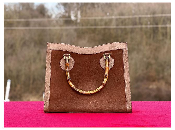 Borsa Gucci Princess Diana Pelle Scamosciata Marrone Marrone chiaro - vista 3