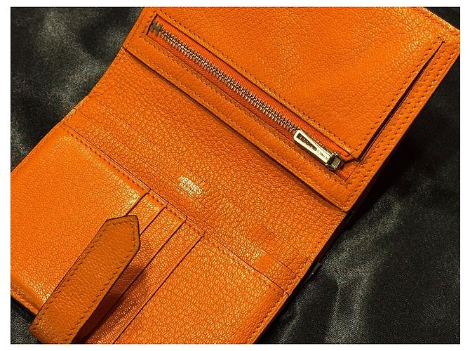 Hermès Béarn Compact Arancione - vista 10