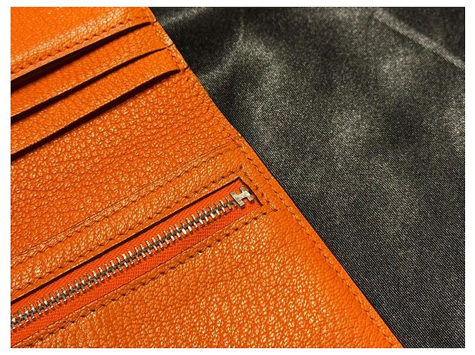 Hermès Béarn Compact Arancione - vista 13