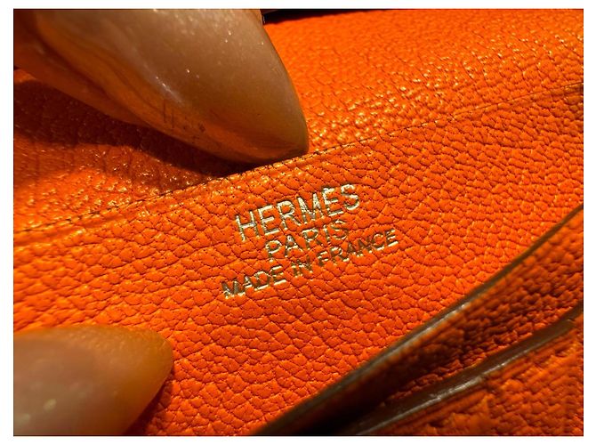 Hermès Béarn Compact Arancione - vista 14