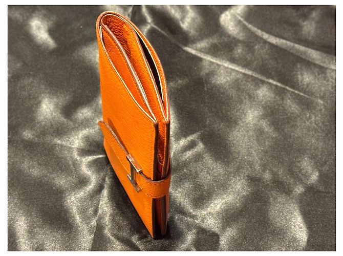 Hermès Béarn Compact Arancione - vista 4