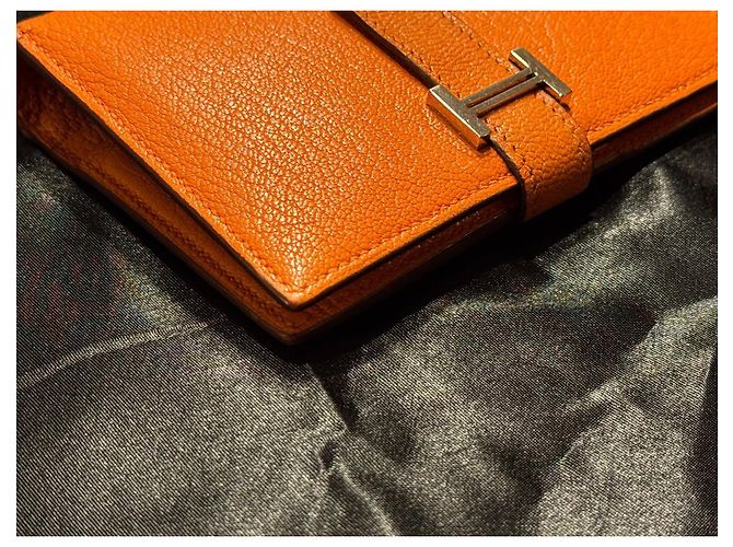 Hermès Béarn Compact Arancione - vista 5