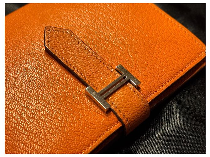 Hermès Béarn Compact Arancione - vista 7