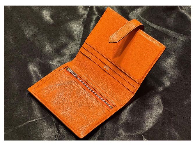 Hermès Béarn Compact Arancione - vista 8