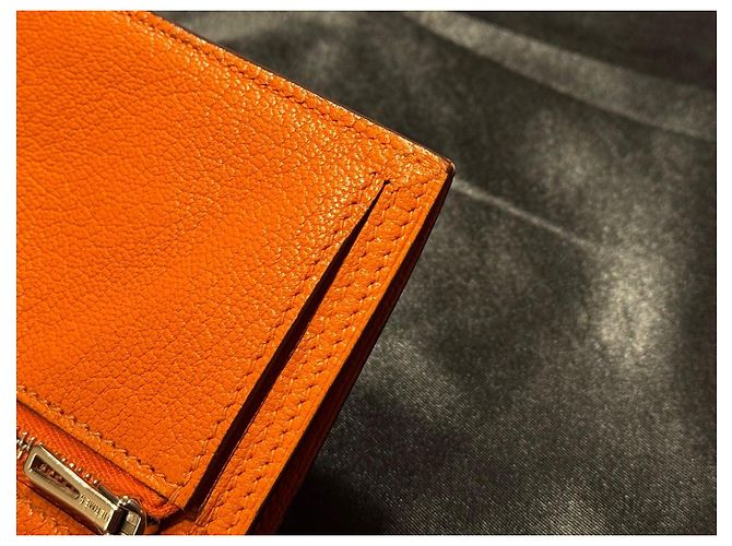 Hermès Béarn Compact Arancione - vista 9