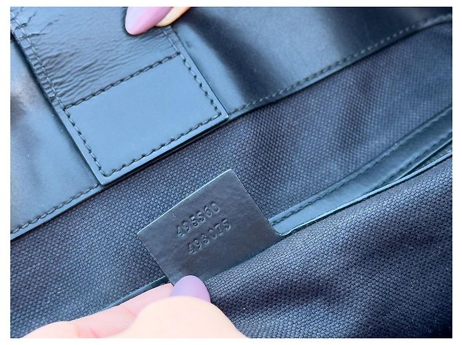 Borsa Tote Gucci GG Supreme in pelle nera Nero Rosso Grigio - vista 11