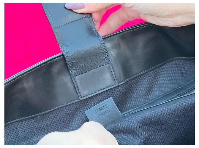 Borsa Tote Gucci GG Supreme in pelle nera Nero Rosso Grigio - vista 12