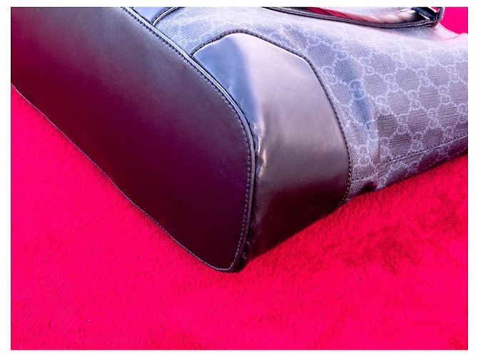 Borsa Tote Gucci GG Supreme in pelle nera Nero Rosso Grigio - vista 16