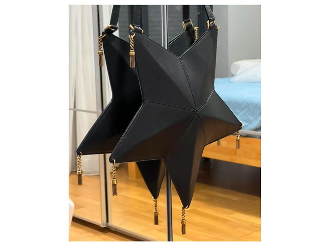 Saint Laurent Astro Borsa a Spalla in Pelle di Vitello Nera Nero - vista 3