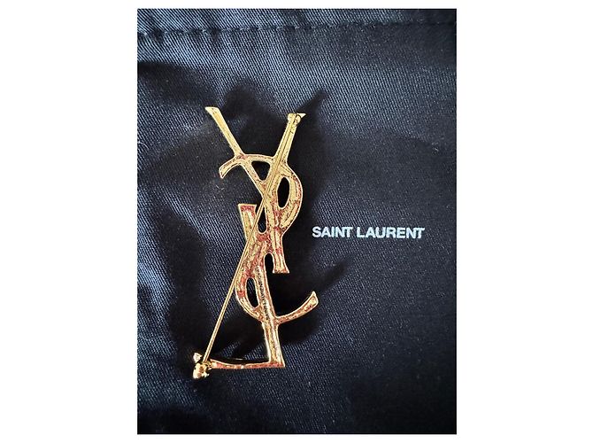 Spilla Yves Saint Laurent Oro Effetto Coccodrillo Gold hardware - vista 2