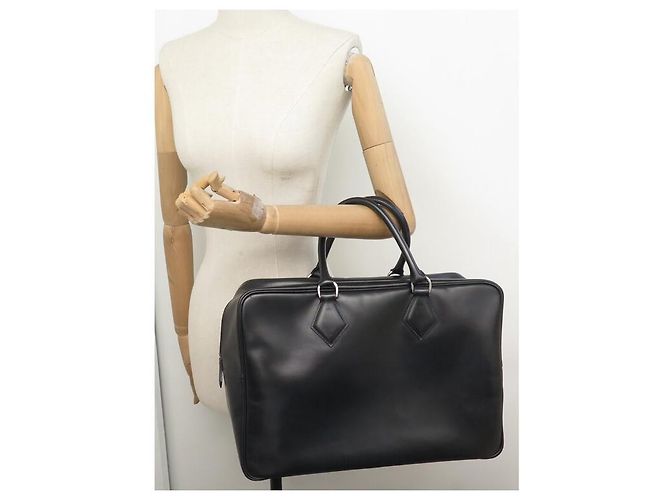 Hermès BAGAGLIO A MANO HERMES PLUME 40 CUOIO BOX NERO - vista 7